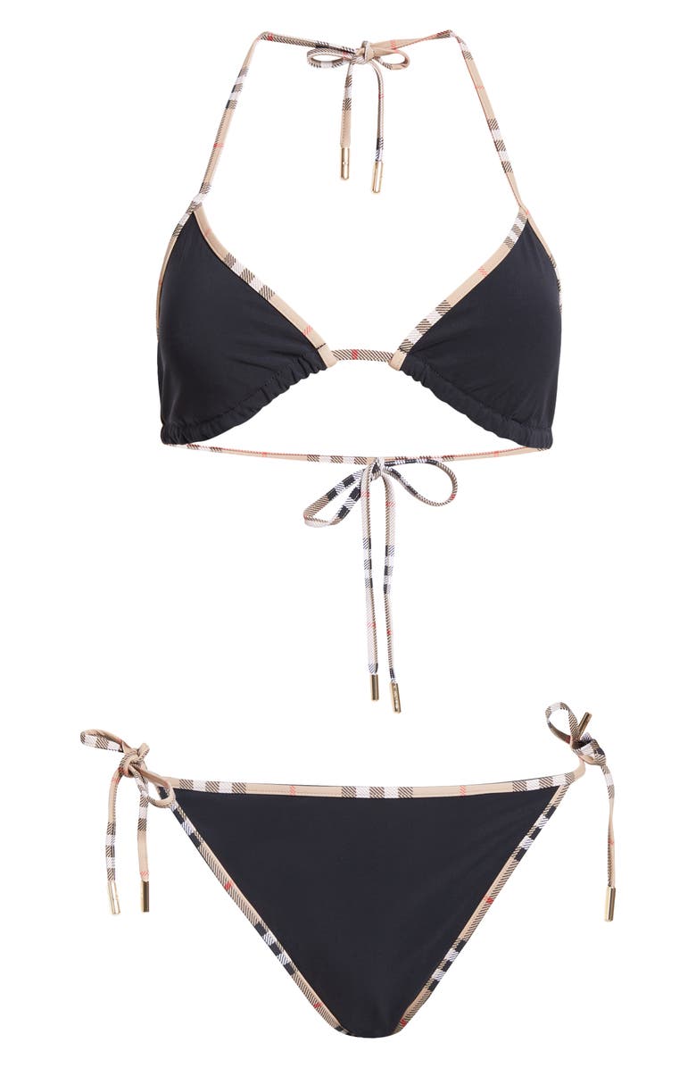 Burberry Mata Check Trim Two-Piece Swimsuit, Alternate, color, 