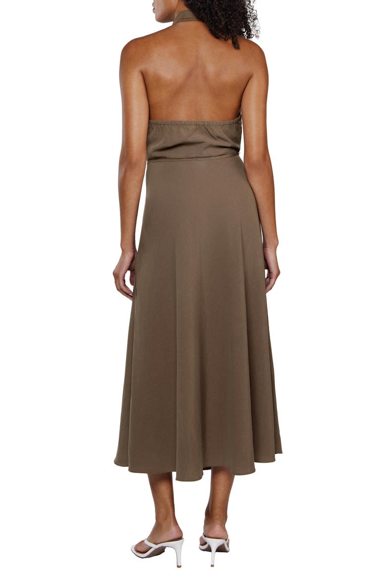 Danny Halter Neck A-Line Dress, Alternate, color, CHOCOLATE