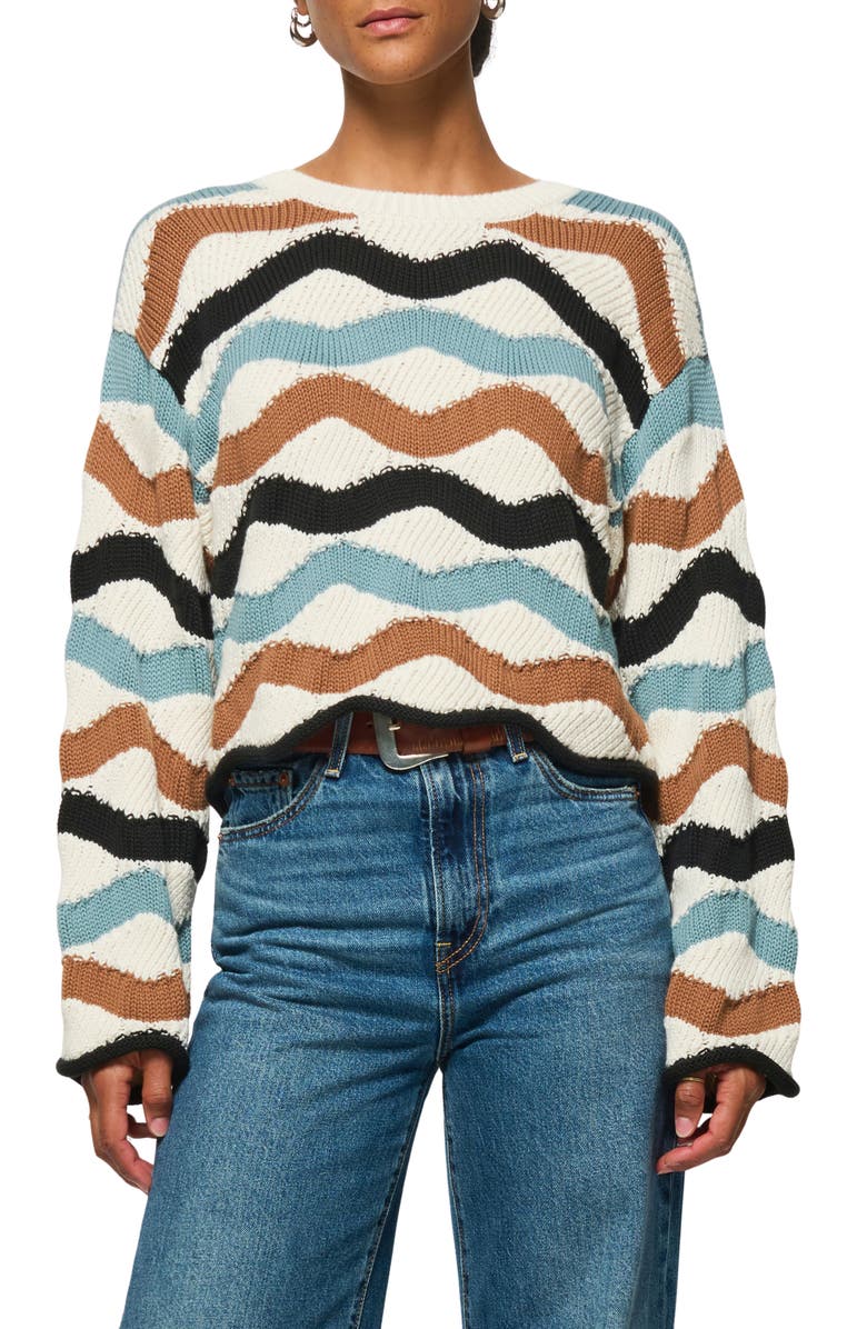 Nation LTD Poppy Wavy Stripe Pima Cotton Sweater, Main, color, Multi Waves