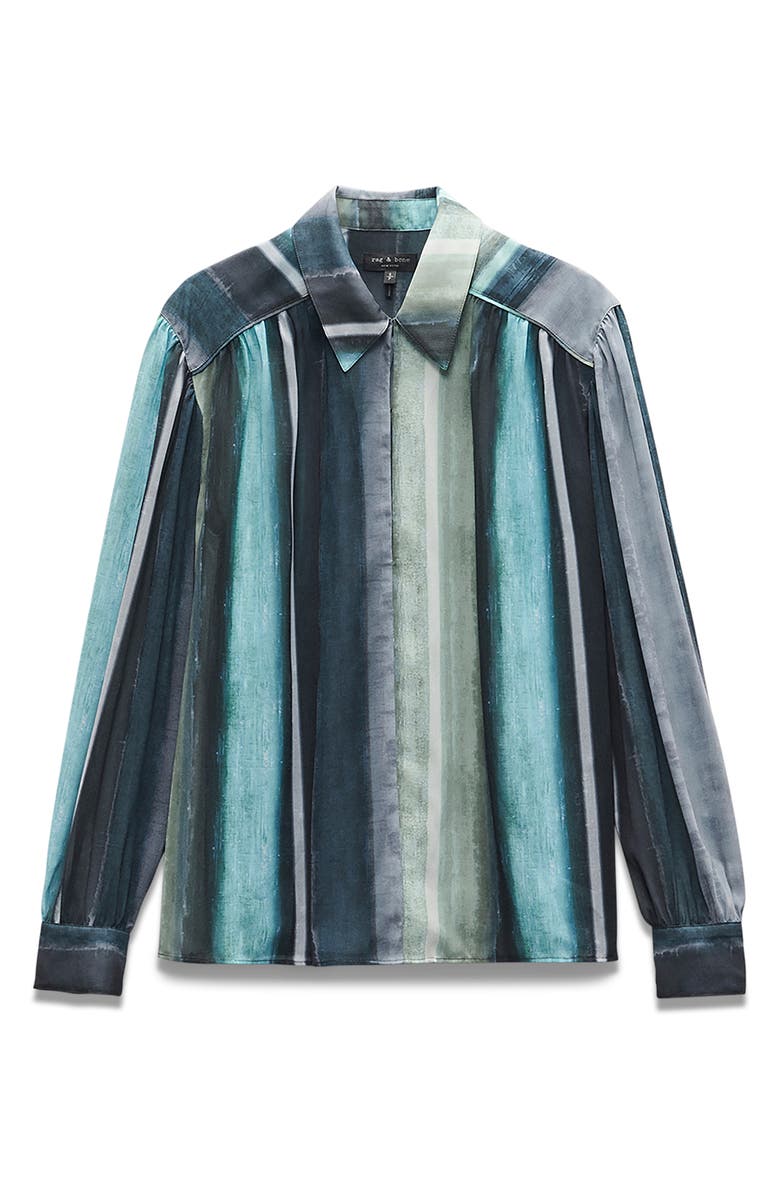 rag & bone Emmy Stripe Button-Up Shirt, Alternate, color, Grey Blue Stripe