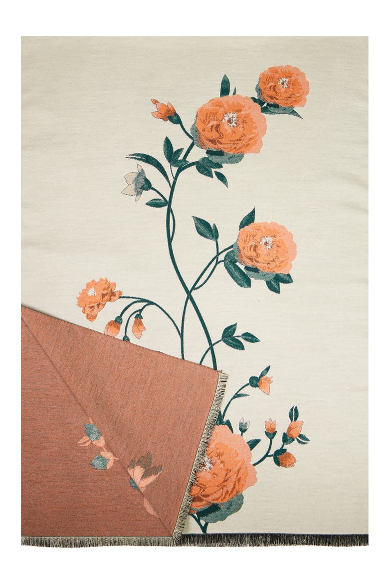 Orange Bloom Reversible Print Scarf, Alternate, color, IVORY MULTI