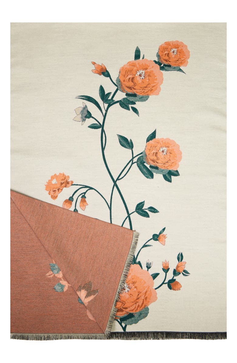 SAACHI Orange Bloom Reversible Print Scarf, Alternate, color, Ivory Multi