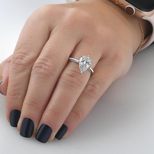 Bliss Diamond 3ct Platinum Pear Shaped Diamond 6-prong Solitaire Engagement Ring Lab Grown In Platinum