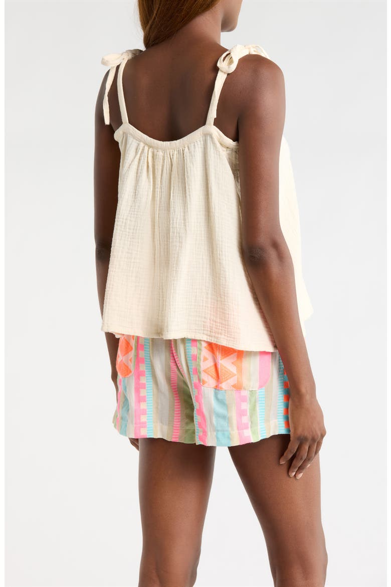 Tie Strap Cotton Gauze Cover-Up Top, Alternate, color, NATURAL