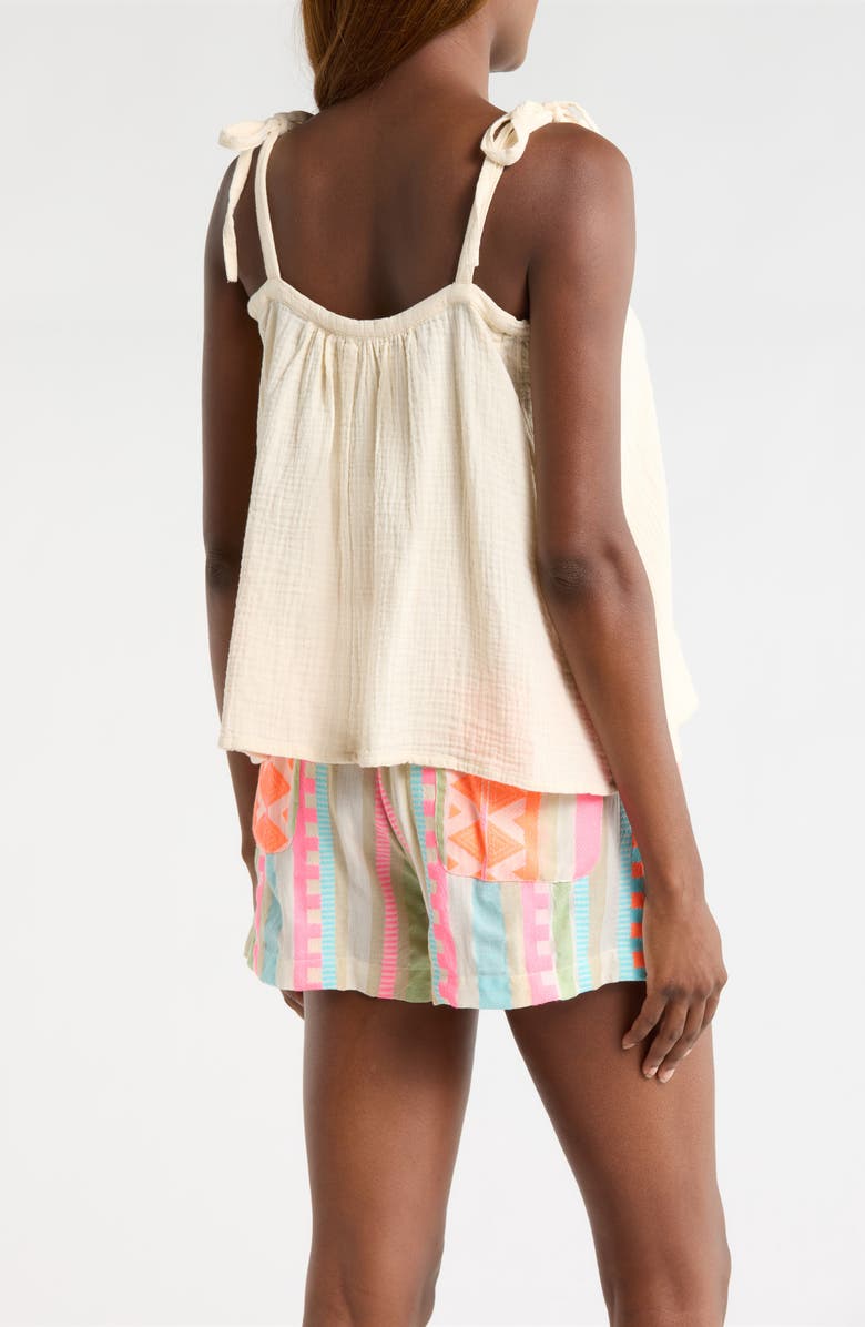 Elan Tie Strap Cotton Gauze Cover-Up Top, Alternate, color, Natural