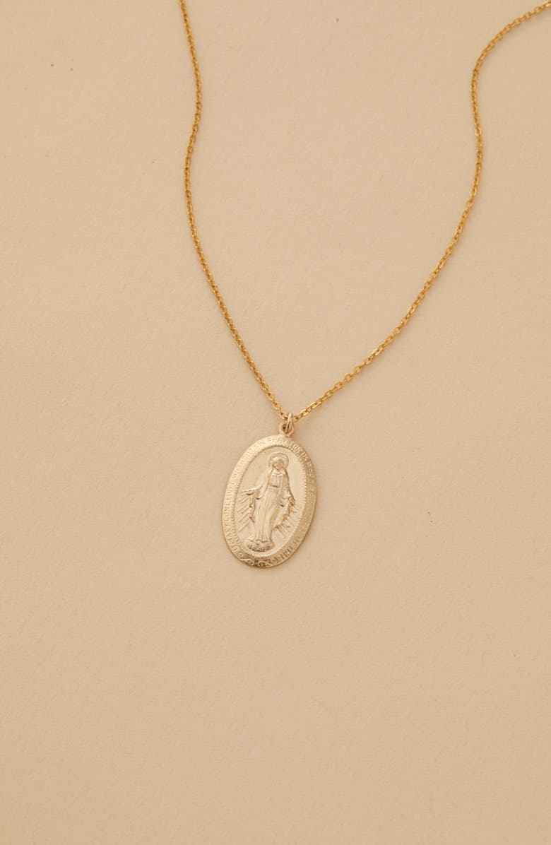 Set & Stones Virgin Mary Necklace, Alternate, color, Gold