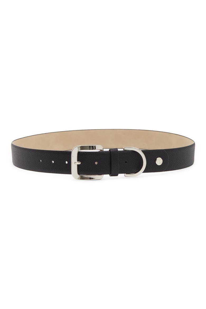 Pebbled Wide Belt, Main, color, BLACK SILVER