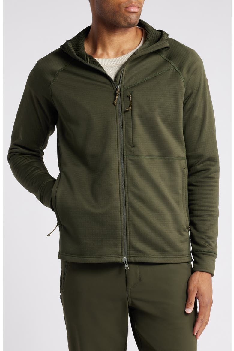Abisko Grid Fleece Hoodie, Alternate, color, DEEP FOREST