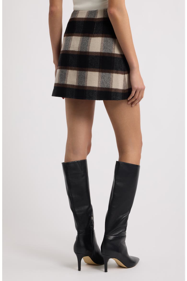 Plaid High Waist Miniskirt, Alternate, color, BROWN MULTI - D1U