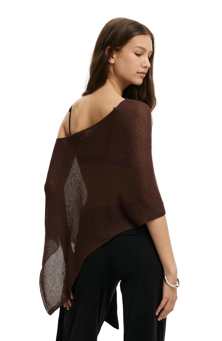 Cotton On Women's Sheer Knit Poncho, Alternate, color, Dark Oak
