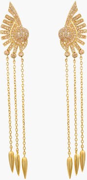 Kellery Art Deco Fan Tassel Drop Earrings