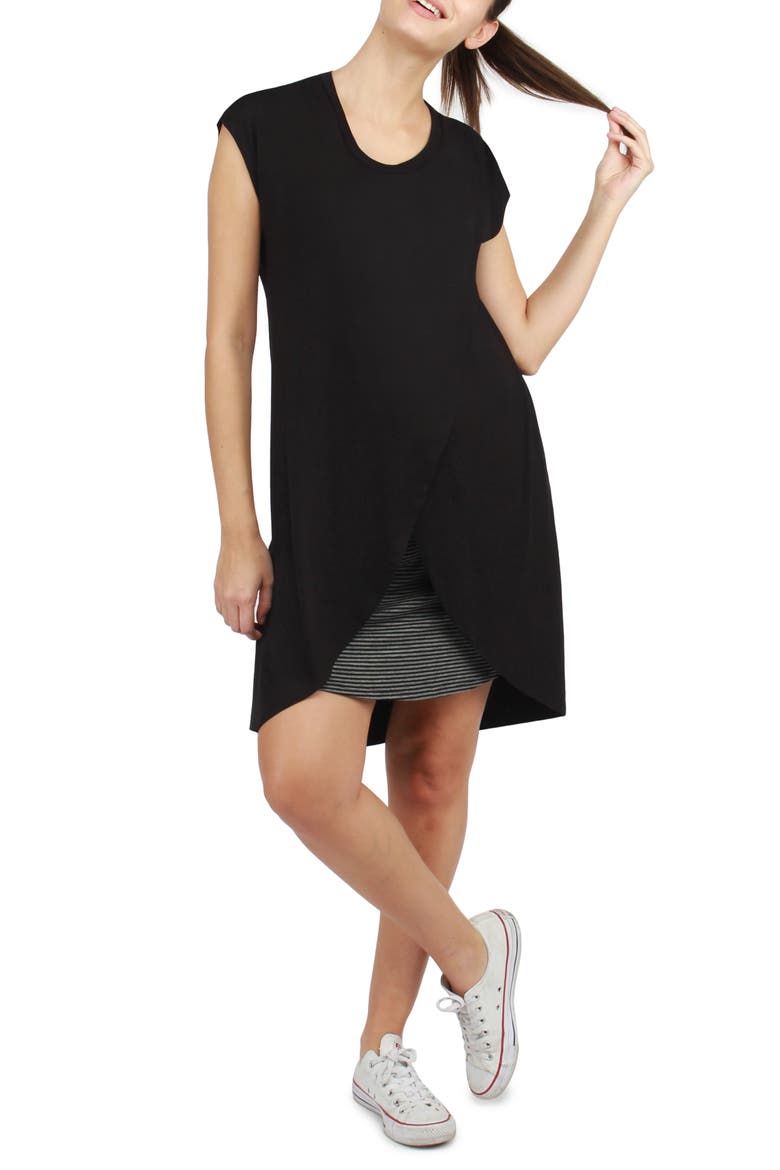 Lille Layered Maternity/Nursing Dress, Alternate, color, BLACK
