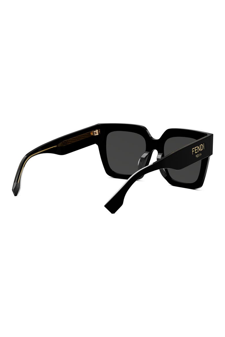 'Fendi Roma 50mm Square Sunglasses, Alternate, color, BLACK