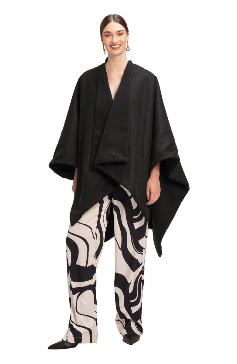 DIARRABLU Double-Layered Wrap Cape Noir, Main, color, Solid Black