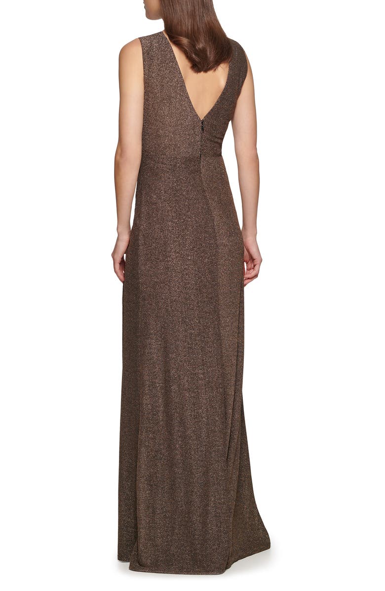 DKNY Ruched Maxi Dress, Alternate, color, Gold/ Black