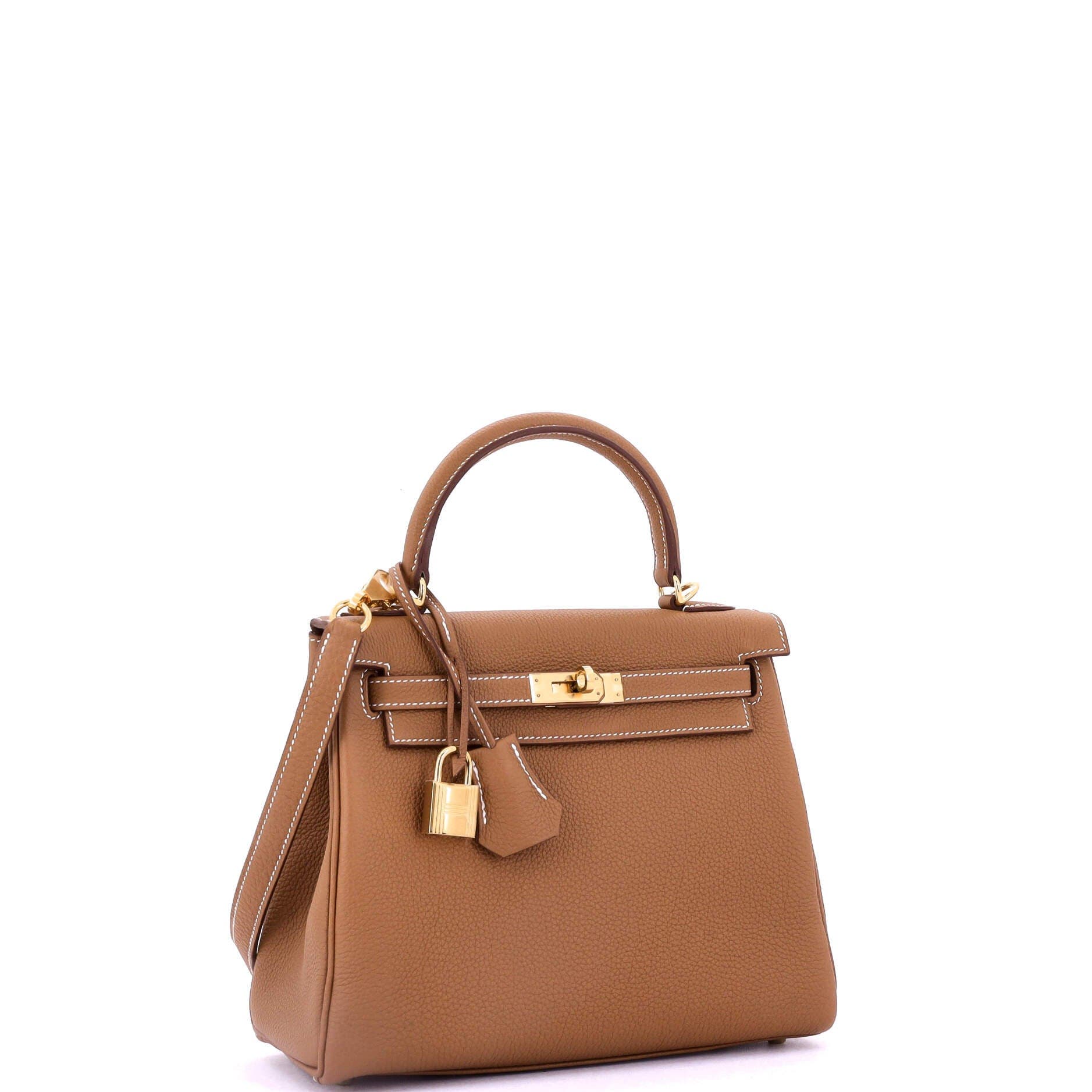 Pre-Owned Hermes Kelly Handbag Brown Togo with Gold Hardware 25, Alternate, color, Gold