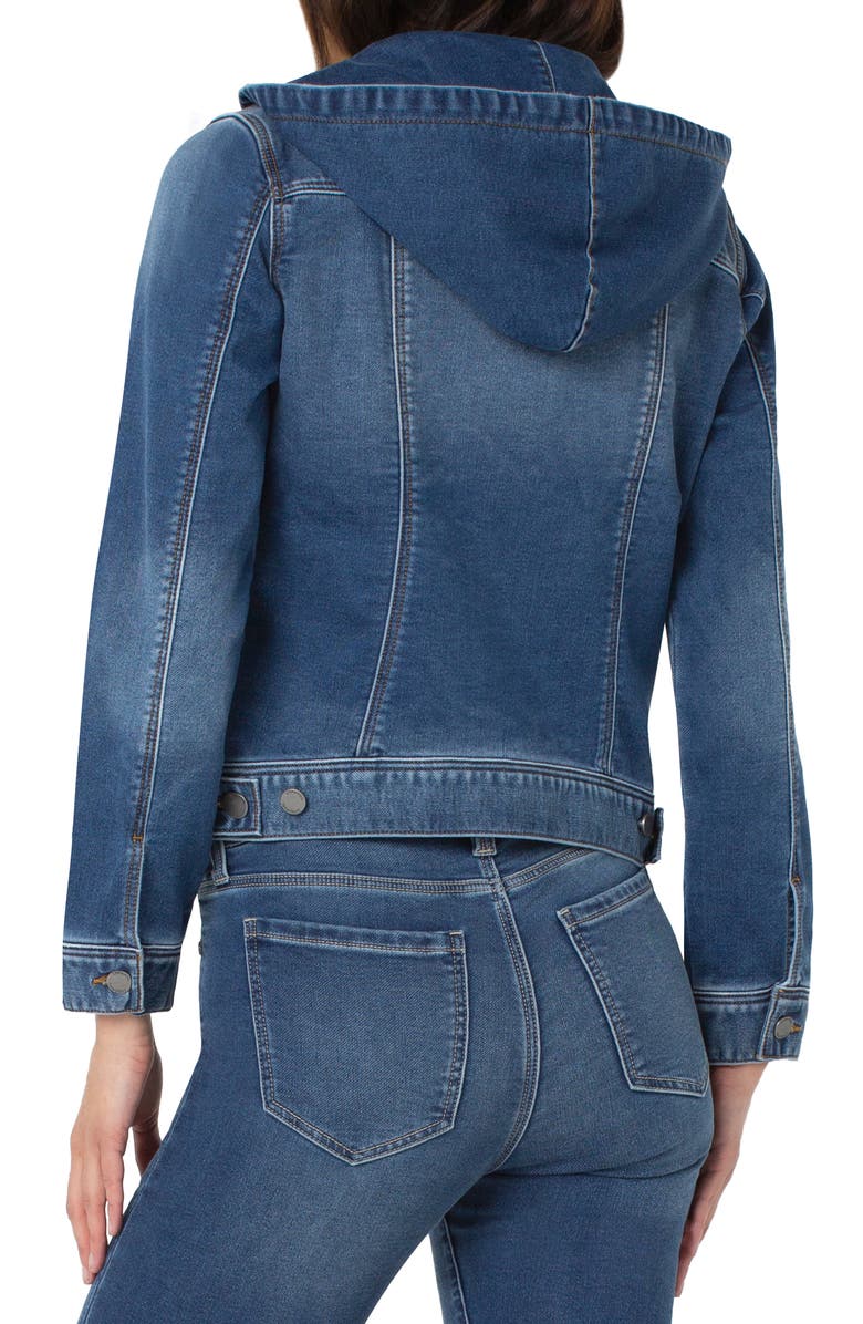 Liverpool Los Angeles Hooded Cotton Blend Denim Trucker Jacket, Alternate, color, 