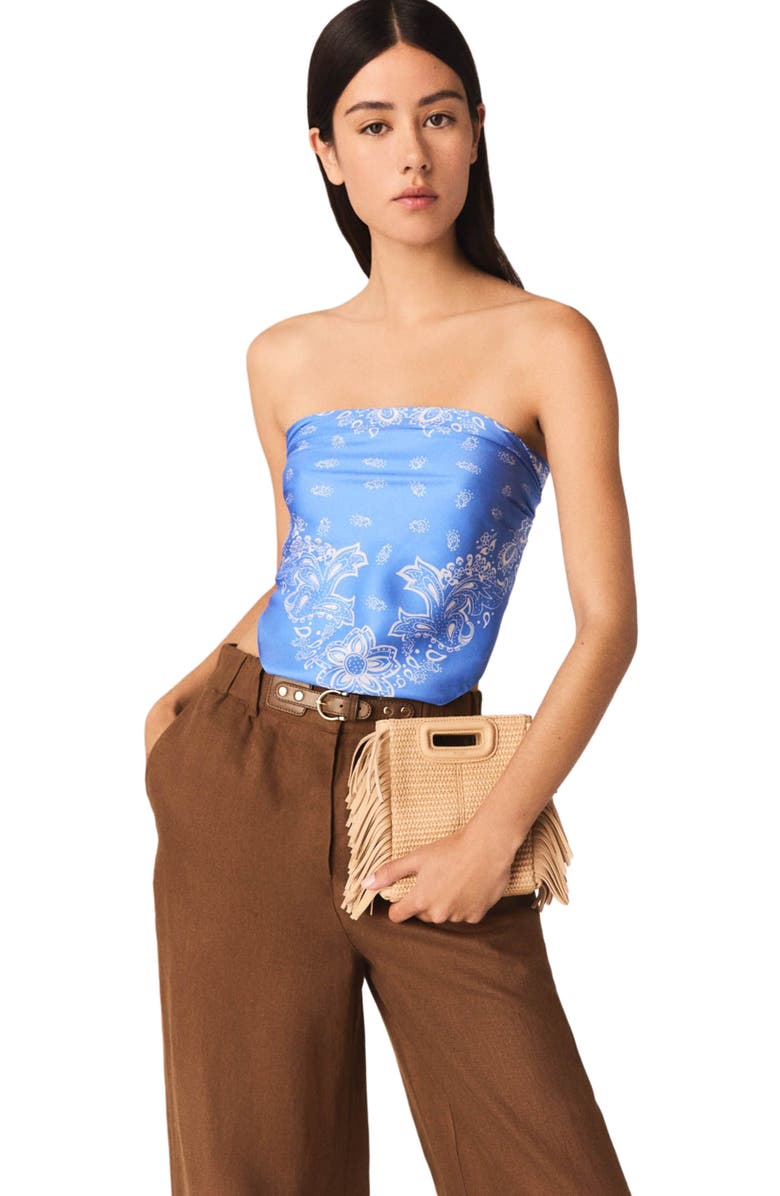 maje Linen-blend trousers, Alternate, color, Brown