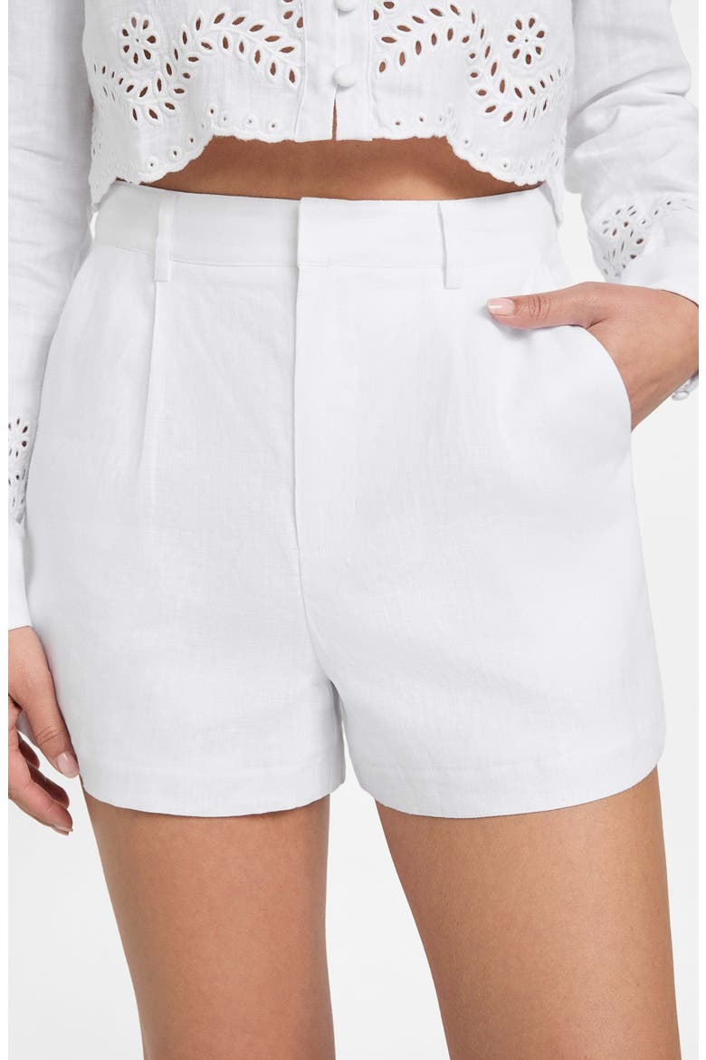 Gen Tailored Linen Shorts, Alternate, color, WHITE
