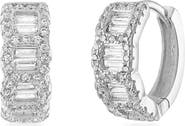BEN ONI Baguette and Pave CZ Huggie Hoops