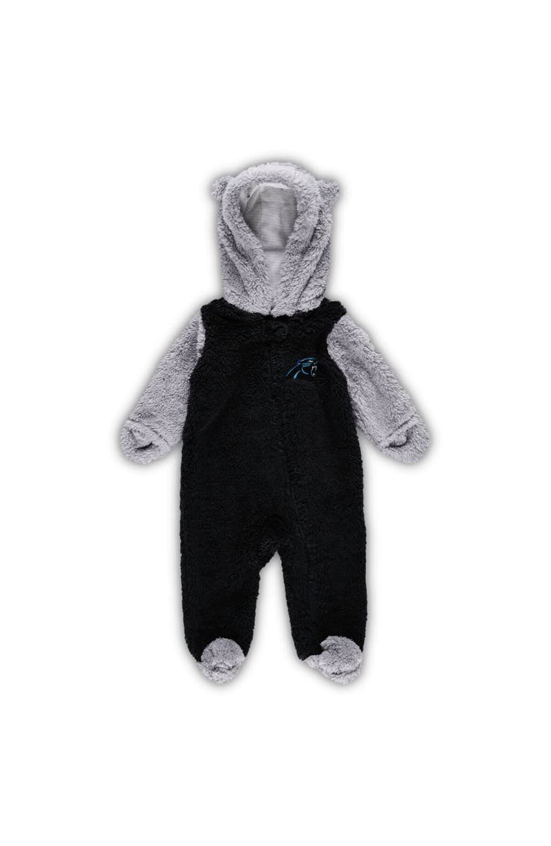 Outerstuff Newborn & Infant Black/Gray Carolina Panthers Game Nap Teddy Fleece Bunting Full-Zip Sleeper, Alternate, color, Black