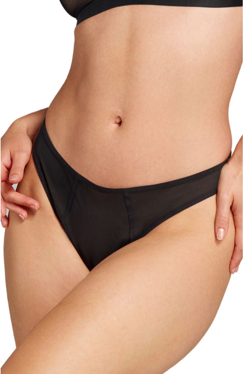 Siella Power Mesh Thong, Main, color, Black