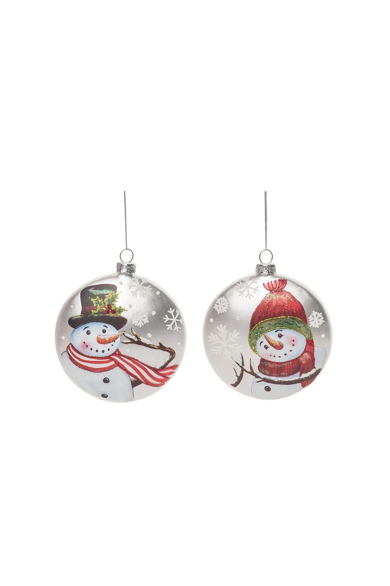 Multicolored Christmas Snowman Ornament Set of 2, Main, color, Multicolored
