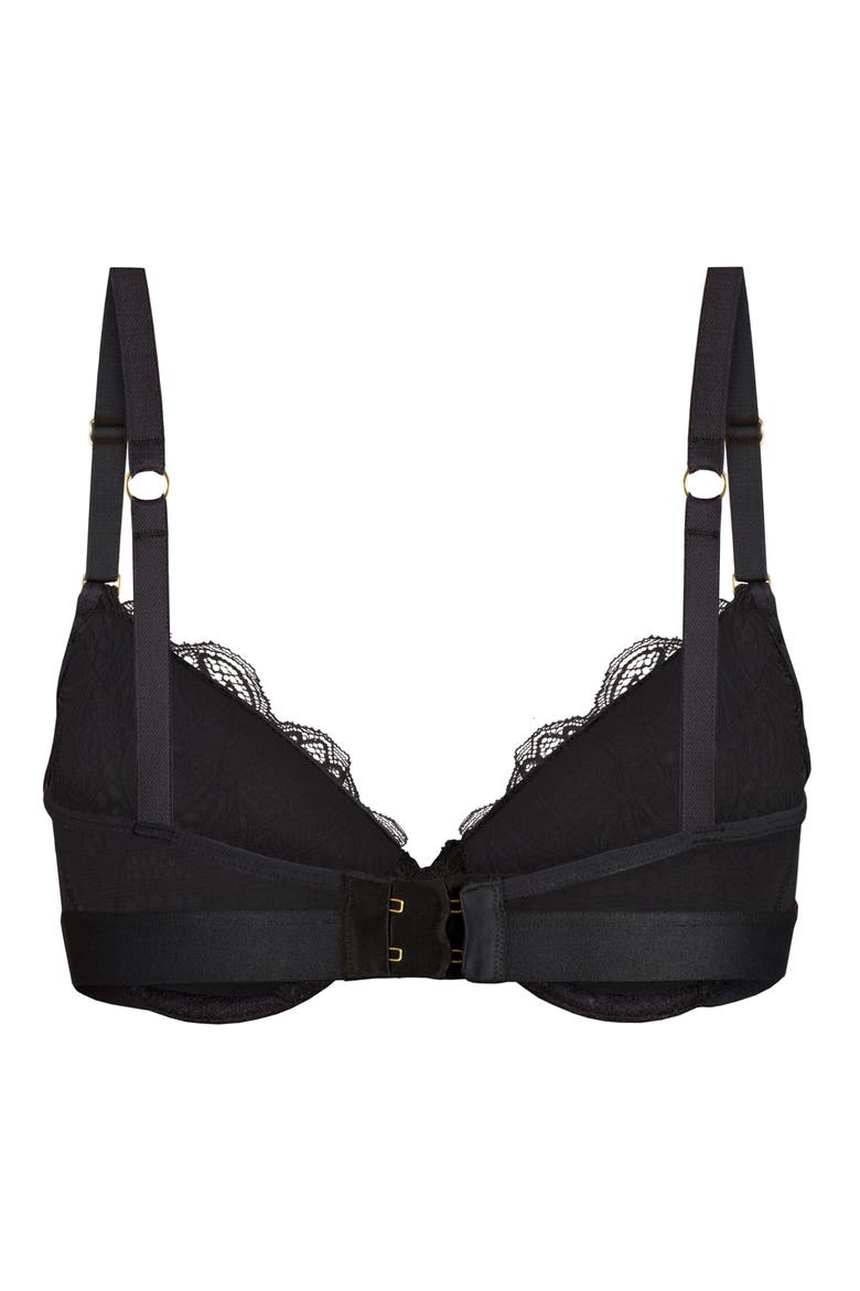 The Lace T-Shirt Underwire Bra, Alternate, color, JET BLACK