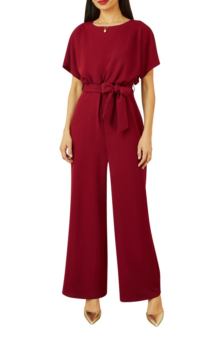 Yumi Batwing Stretch Jumpsuit, Alternate, color, Burgundy