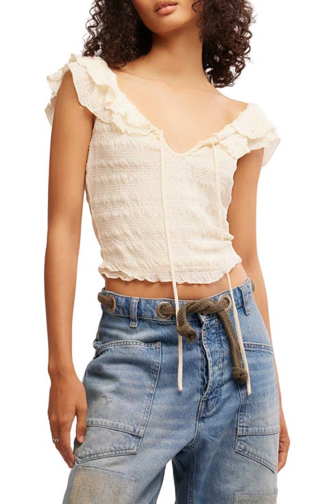 Love You More Ruffle Accent Smocked Top