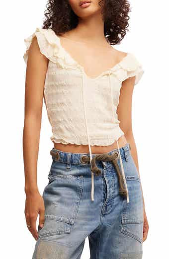 Free People Love You More Ruffle Accent Smocked Top