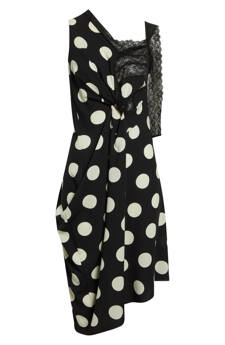 Junya Watanabe Polka Dot & Lace Asymmetric Dress, Alternate, color, Black/ Off White