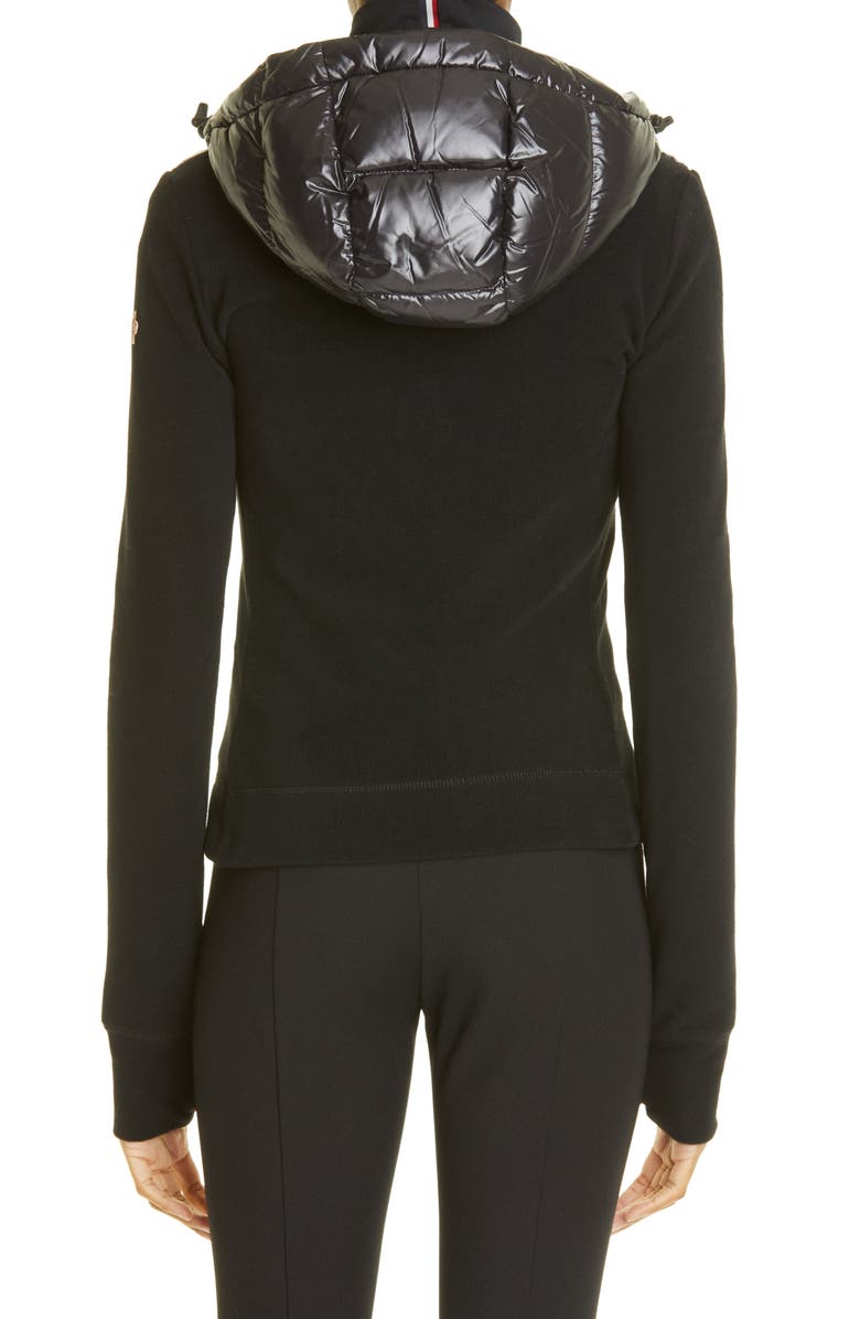 Moncler Grenoble Quilted 750 Fill Power Down & Fleece Hooded Cardigan, Alternate, color, 