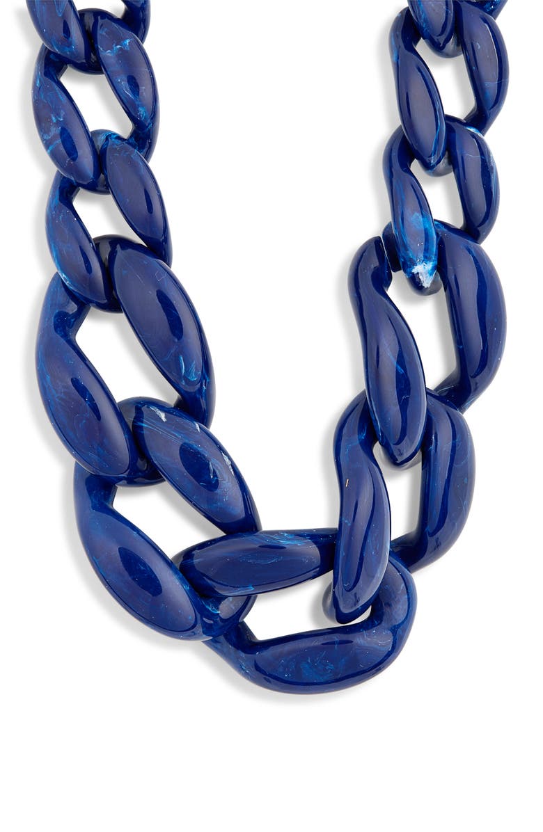 Kenneth Jay Lane Gradient Lapis Link Necklace, Main, color, Lapis