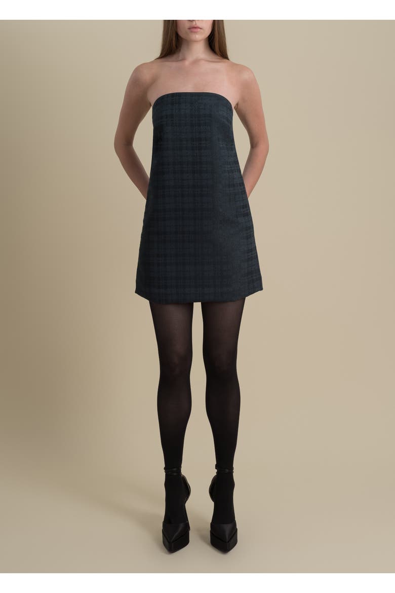 Sophia Plaid Japanese Jacquard Mini Dress, Main, color, Emerald Plaid