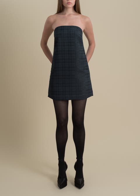 Sophia Plaid Japanese Jacquard Mini Dress