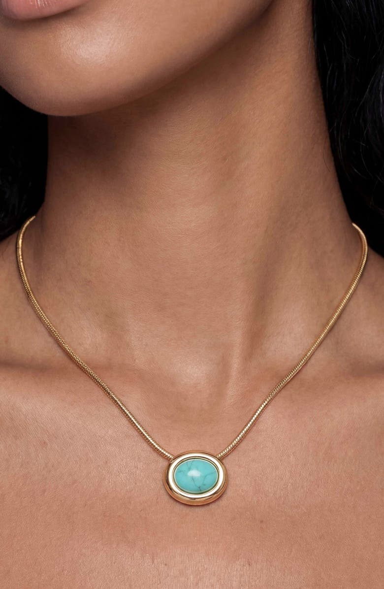 Ettika Semiprecious Stone Pendant Necklace, Alternate, color, Turquoise/ Gold