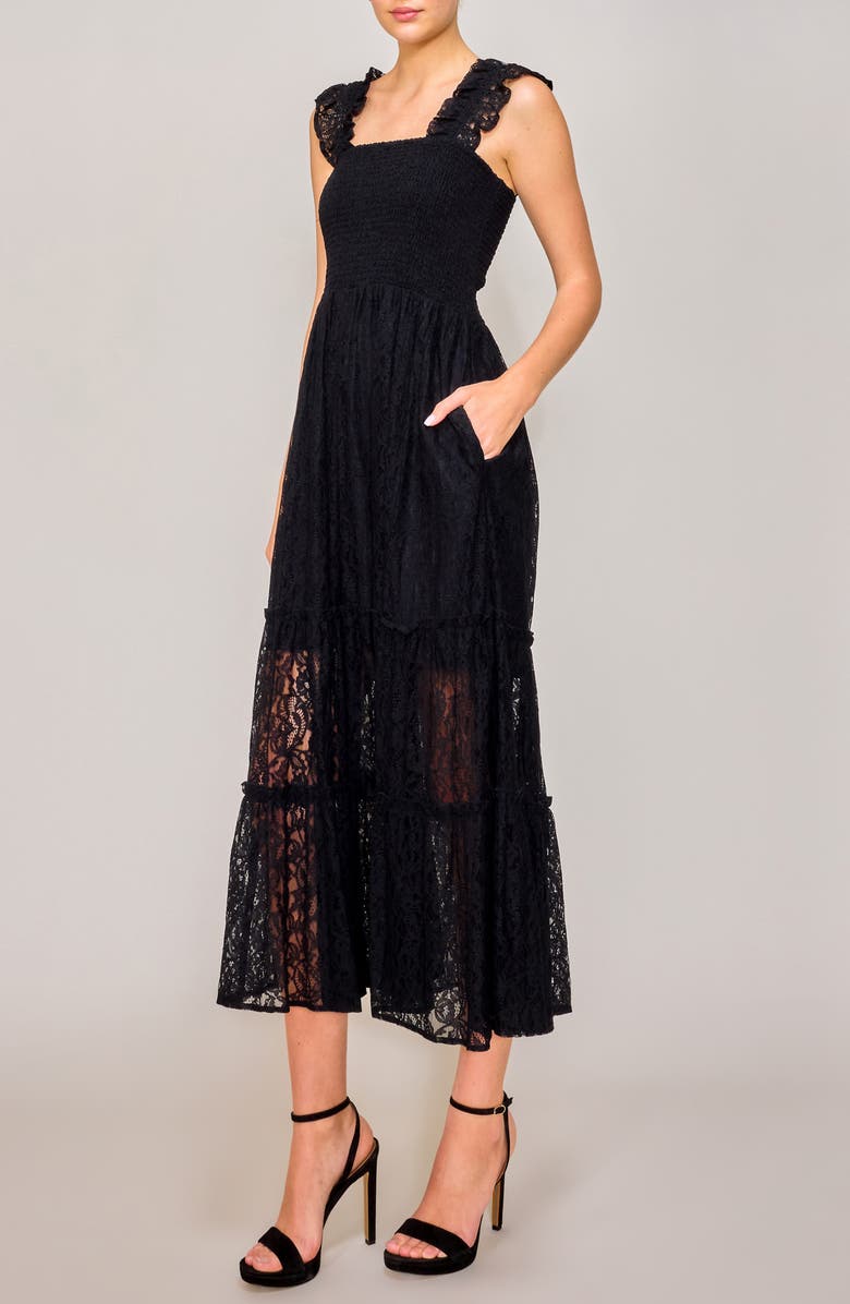 MELLODAY Lace Smocked Maxi Dress, Alternate, color,