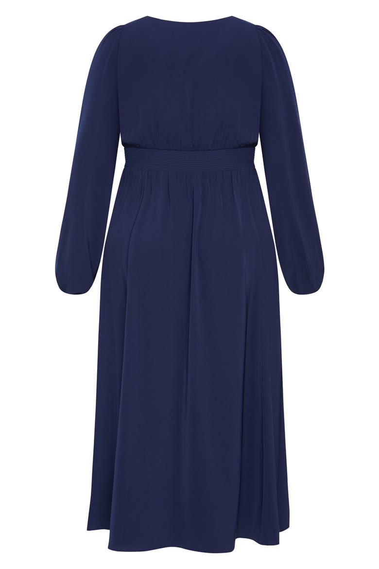 Ivanna Tie Neck Long Sleeve Maxi Dress, Alternate, color, NAVY