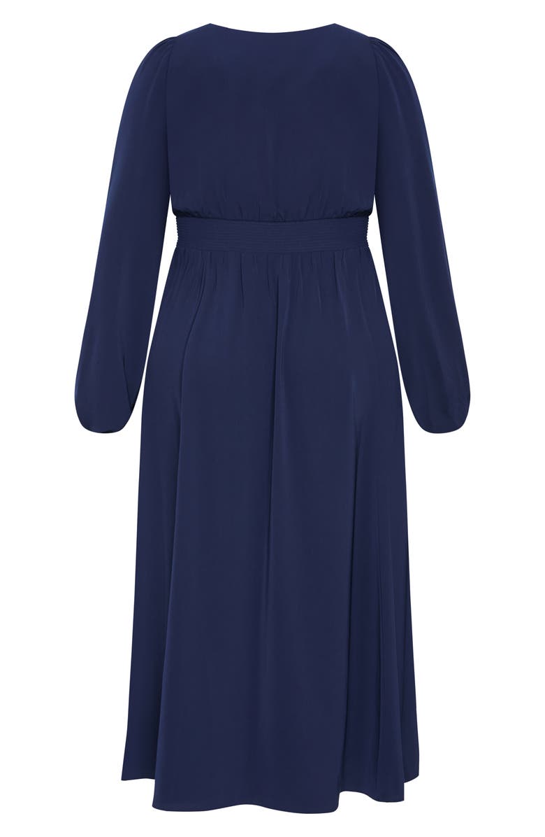 City Chic Ivanna Tie Neck Long Sleeve Maxi Dress, Alternate, color, 