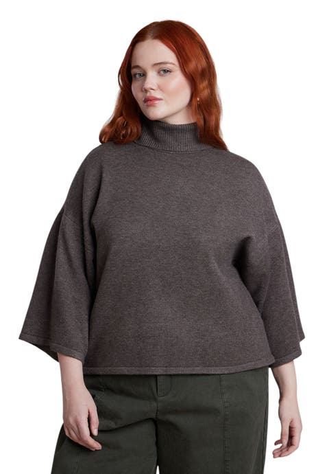 Boxy Three Quarter Sleeve Turtleneck