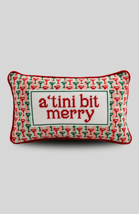 A Tini Bit Merry Needlepoint Pillow