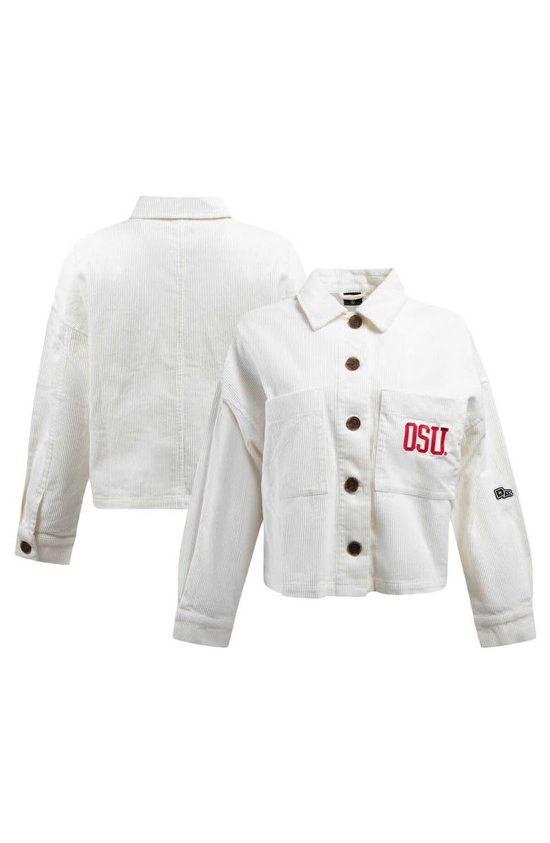 Hype and Vice Women's Hype and Vice Cream Ohio State Buckeyes Corduroy Button-Up Jacket, Main, color,