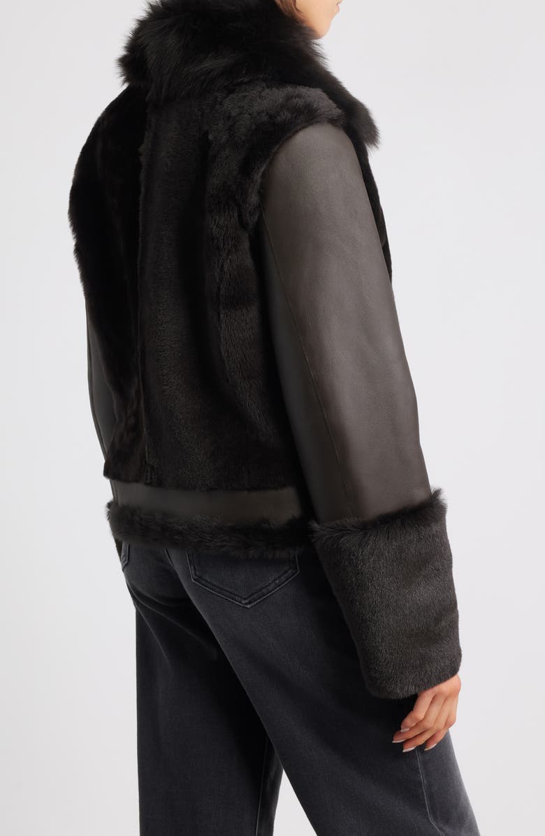 HiSO Soul Reversible Genuine Shearling Moto Jacket, Alternate, color, Chocolate