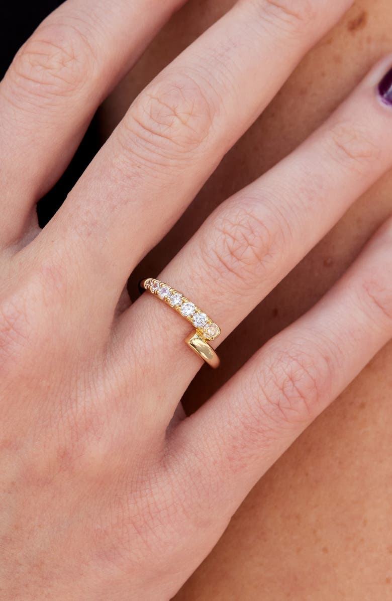 SAVVY CIE JEWELS Graduated Partway Cubic Zirconia Band Ring, Alternate, color, Yellow