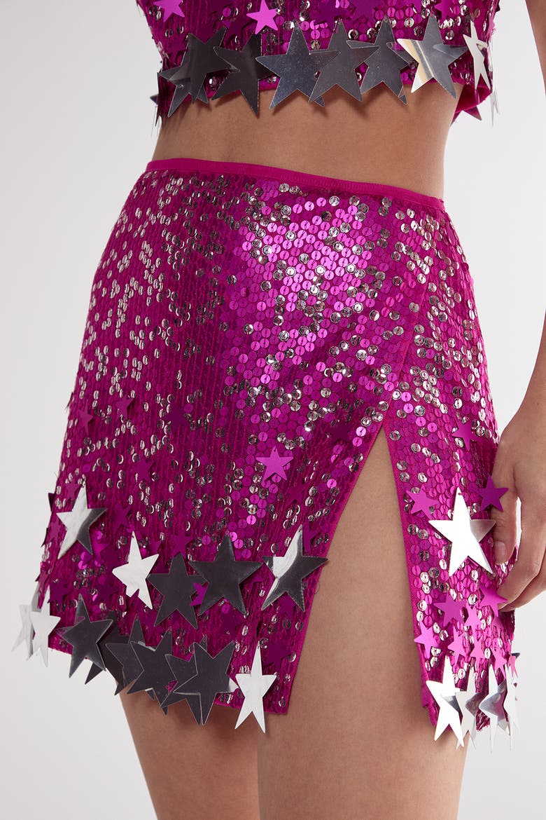 Limited Embellished Star Trim Mini Skirt, Main, color, Hot Pink