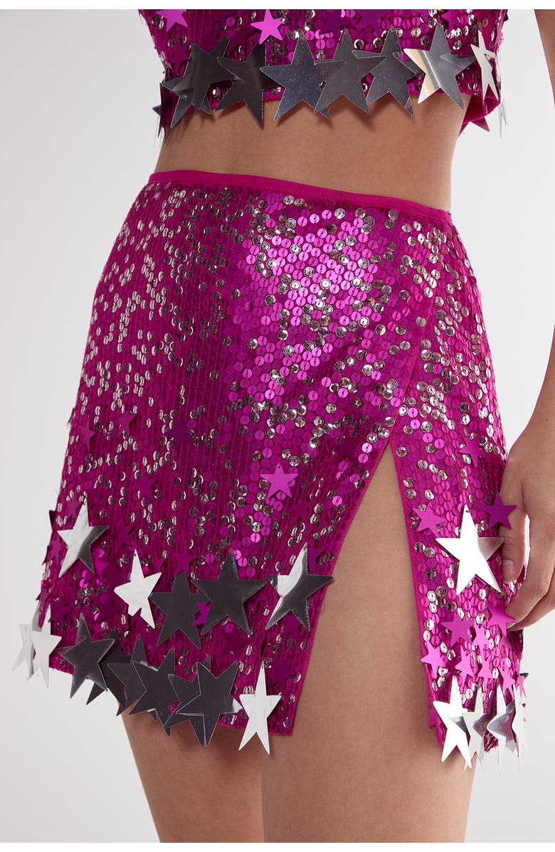 NASTY GAL Limited Embellished Star Trim Mini Skirt, Main, color, Hot Pink