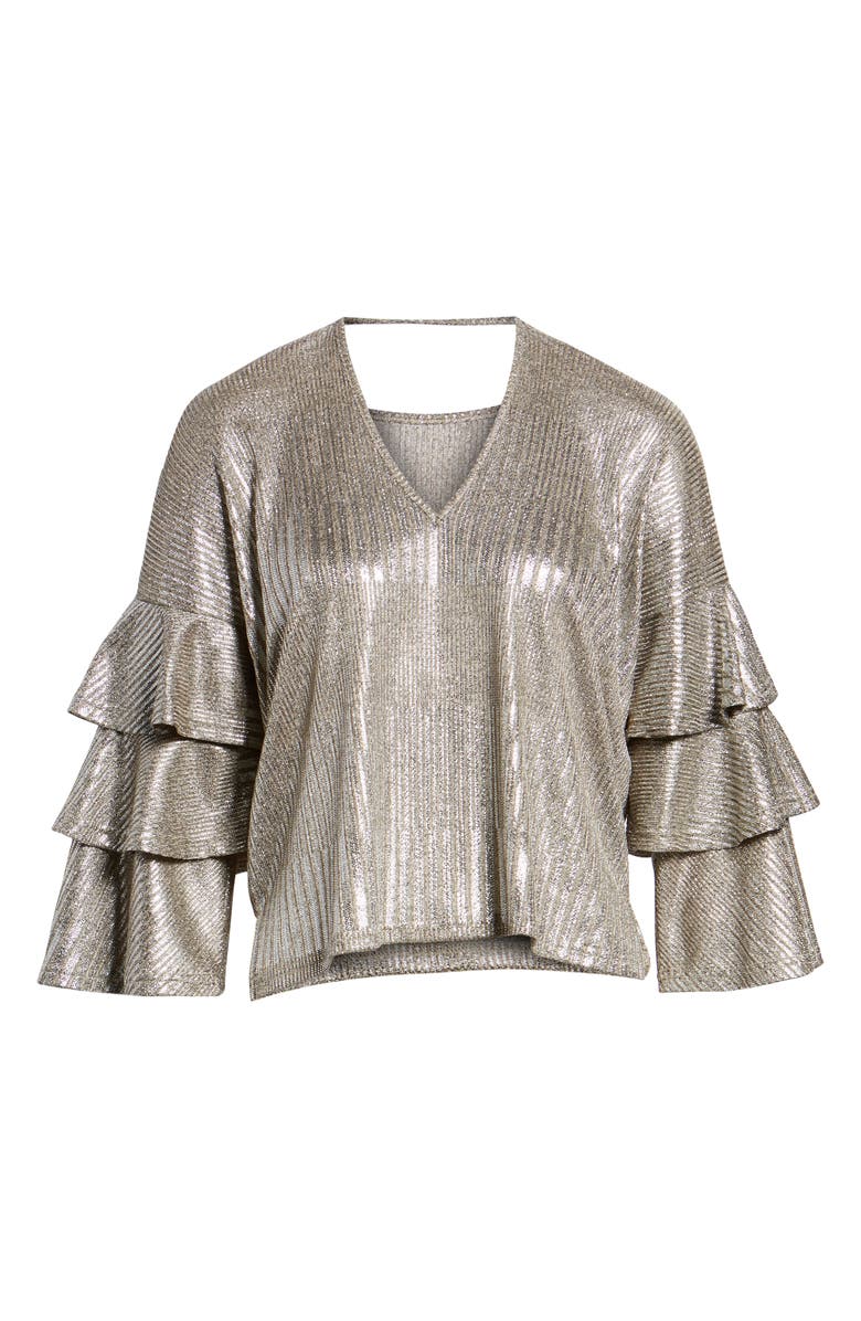 Bishop + Young Metallic Tiered Ruffle Sleeve Top, Alternate, color,