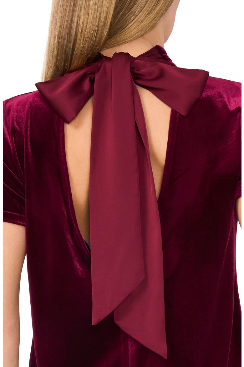 Mock Neck Cutout Stretch Velvet Top, Alternate, color, MAJESTIC WINE