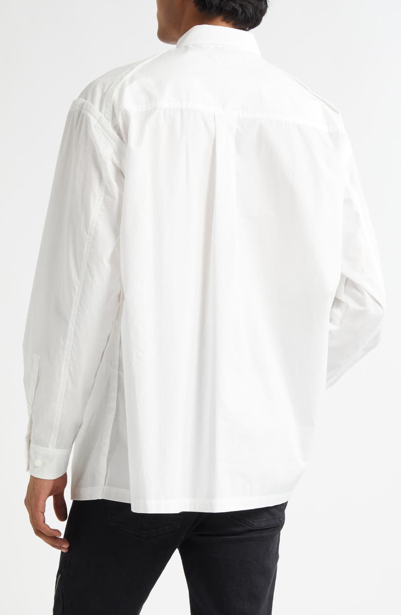 Undercover Beaded Floral Embroidered Patch Cotton Button-Up Shirt, Alternate, color, White